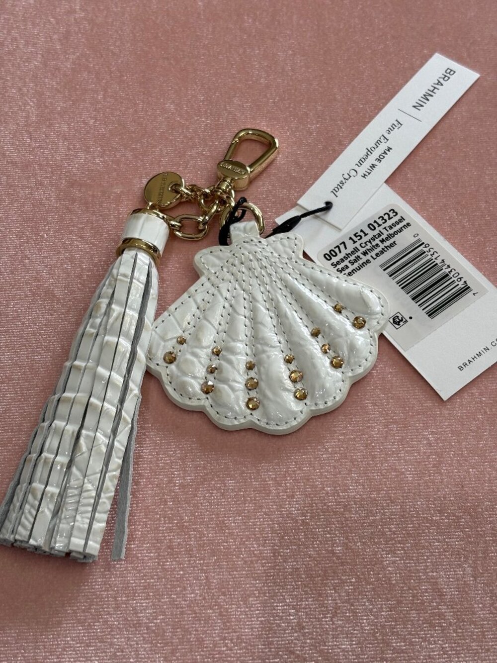 Brahmin Leather Seashell Crystal Tassel Sea Salt White Melbourne